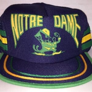 Vintage Notre Dame SnapBack Trucker Hat cap three 3 stripe NCAA college football